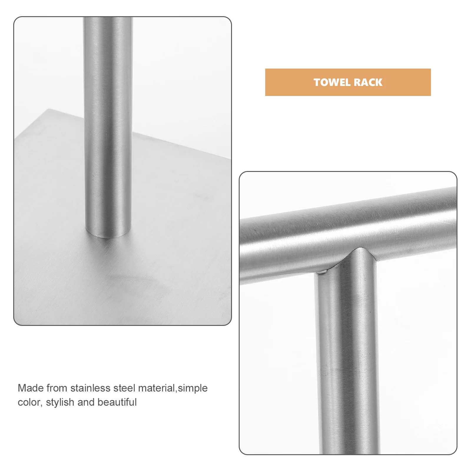 

1pc Stainless Holder Stand T-Shaped Free-Standing Countertop Bathroom Towel Rack Space-Saving Stable Vanity Organizer