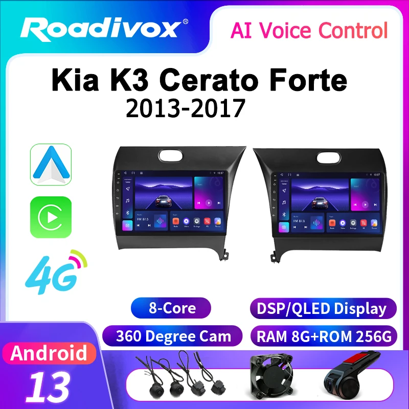 

roadivox Android car radio for Kia K3 Cerato Forte 2013 2017 stereo GPS Navigation video Multimedia Player tape recorder