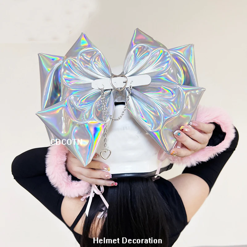 

Trendy Creative Motorcycle Electric Helmet Decoration Colorful Large Bowknot Motocross Motorbike Helmets Sticker Accessories