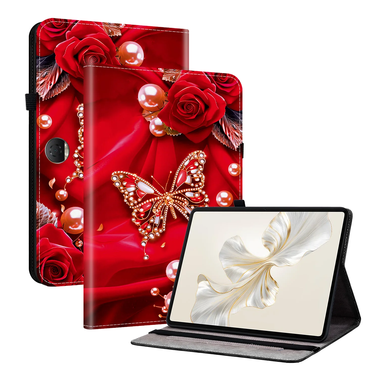 

Adjustable Stand Case for Huawei Honor Pad 9 (Tablet 9) 2023 12.1 inch Model HEY2-W09 TPU Back Cover Luxury PU Leather Painted