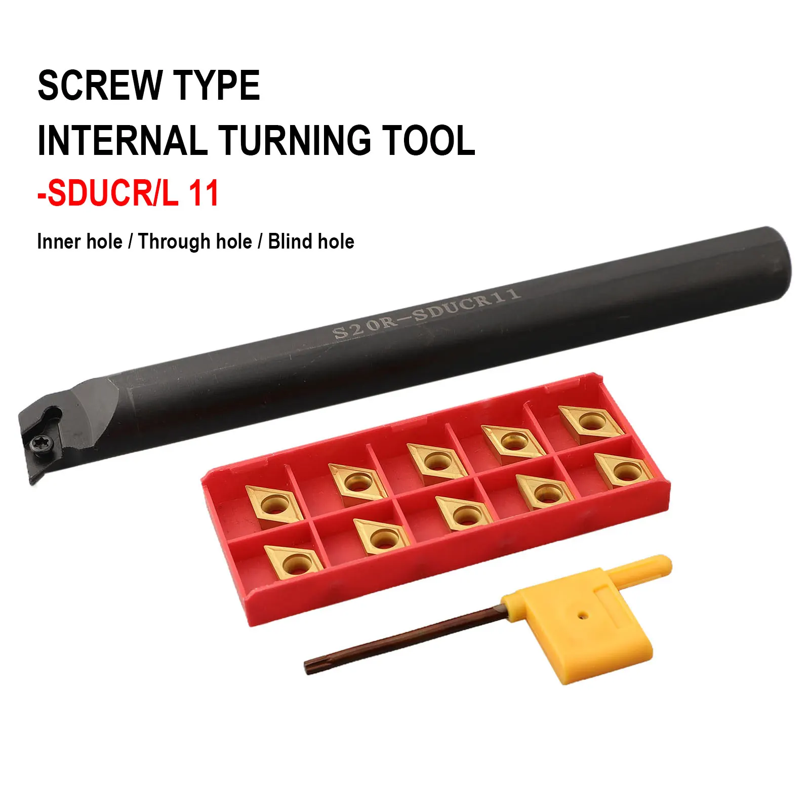 Practical Useful Brand New Turning Tool Holder Insert Blades S20R-SDUCR11 200mm Shank Accessories Carbon Steel