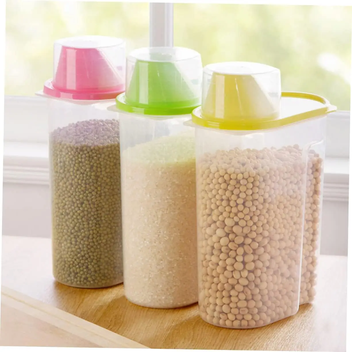 Pet Food  Container  Ingot Mold Heart Grain Dispenser   Pantry  Jar Container for Rice Airtight Rice Cereal Clear Containers Sna