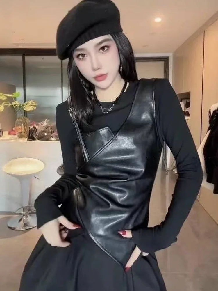 

2025 New Women's Genuine Leather Vest ort Svel Outerwear Slimming Versatile Trendy Commute Sle eepskin Jaet