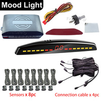 Car parking electronic LED parking sensor with 8 sensors, reverse radar monitoring and detection system, 22MM backlit display