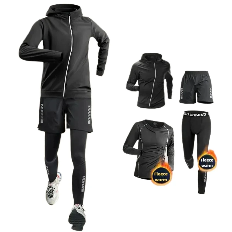 

4pcs Jogging Gym Wear Velvet Tracksuit Sweatsuit Set Men Sportswear Running Suit Men's Sports Set Fitness Clothes Training Suit