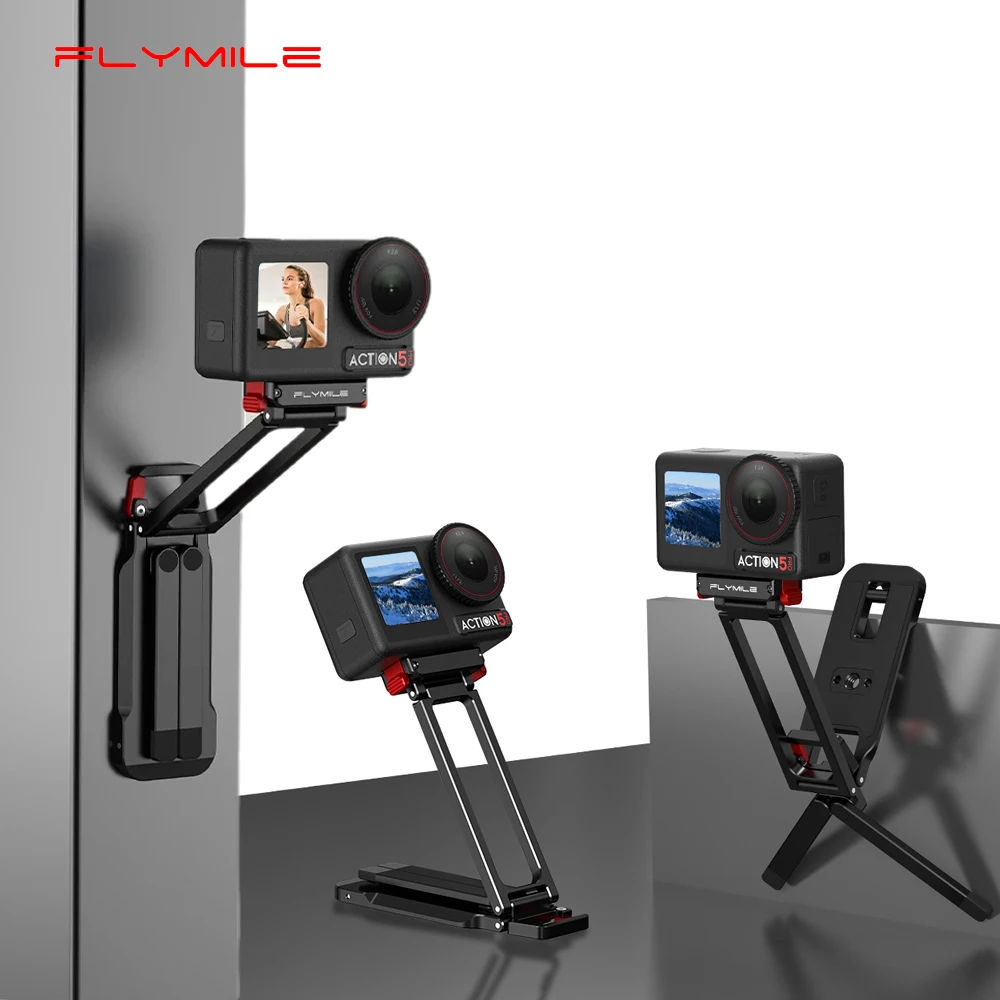 

Крепление Flymile Action 5 Pro с быстросъемной базой, штативом, резьбой 1/4, карабином и складным магнитным кронштейном для DJI OSMO Action 4
