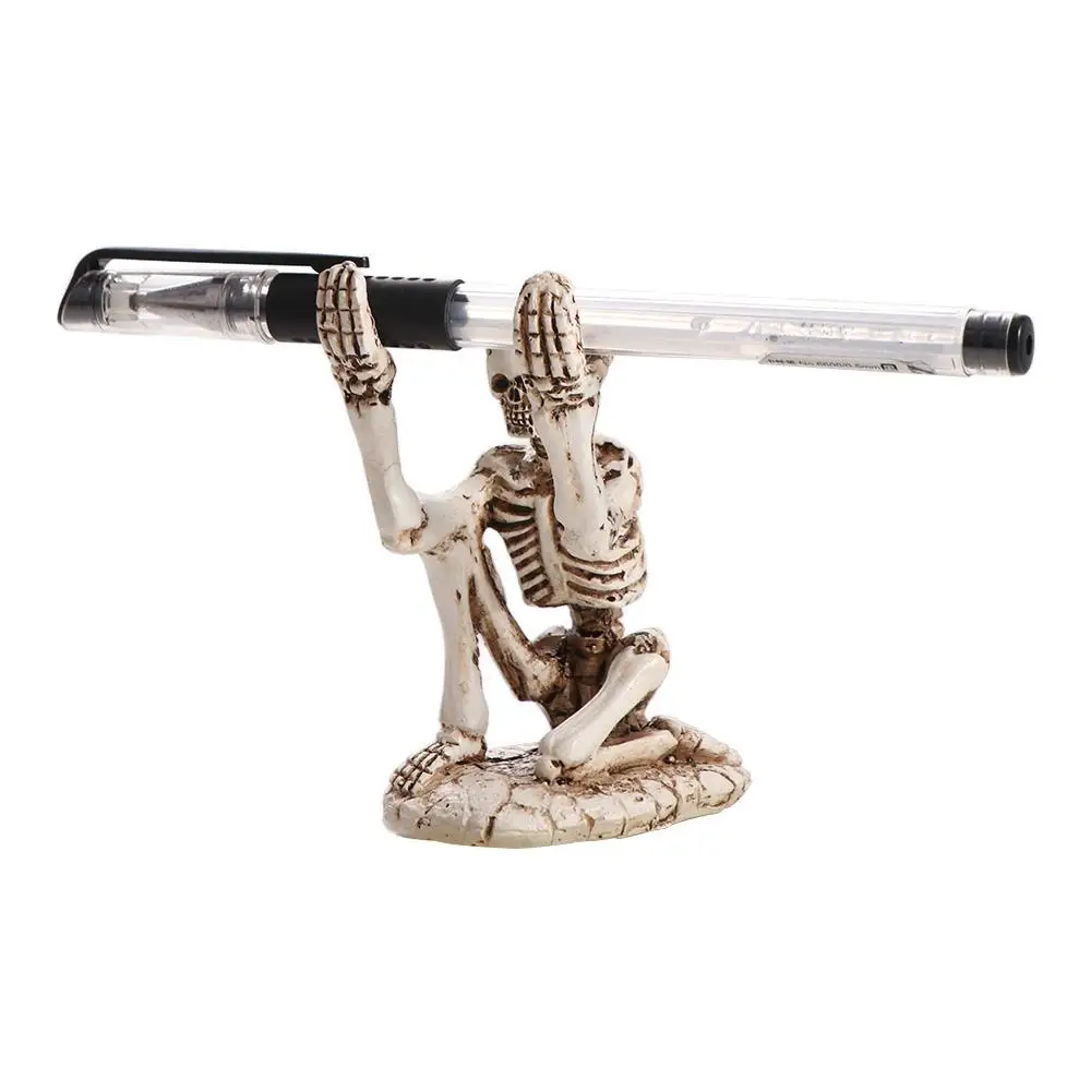 

Spooky Gifts Creative Skull Pen Holder Durable Portable Makeup Brush Holder Resin Skeleton Toothbrush Holder Storage Box
