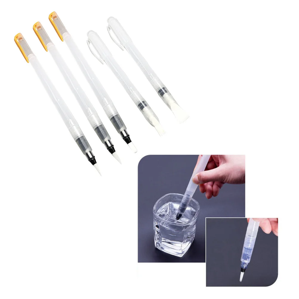 

6Pcs Water Brush Pens Durable Watercolor Paint Easy Clean by Squeeze for Delicate Lines Pools of Color Solid Or