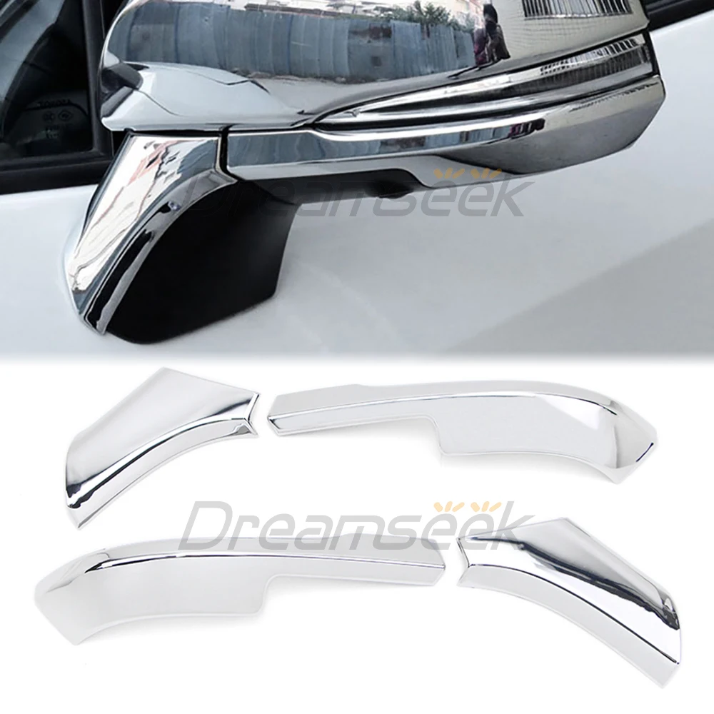 4PCs Car Side Rearview Mirror Chrome Cover Molding Trim Stickers For Toyota RAV4 XA50 2019 2020 2021 2022 2023 Accessories