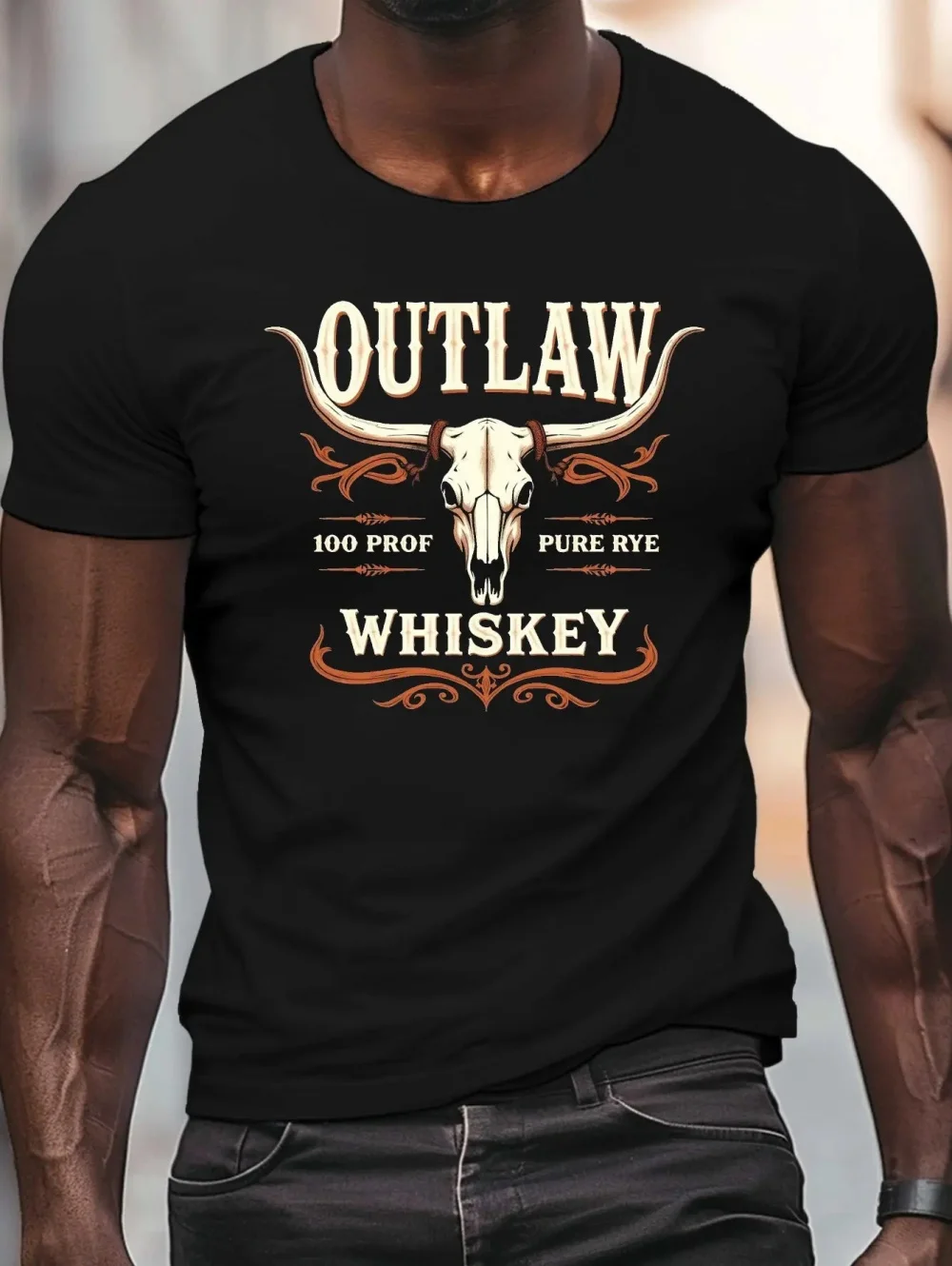 Herren Texas Longhorn Grafik T-Shirts Vintage Western Cowboy 3D-Druck Kurzarm Sommer Casual Tees Streetwear Mode Oberteile – Detail 3