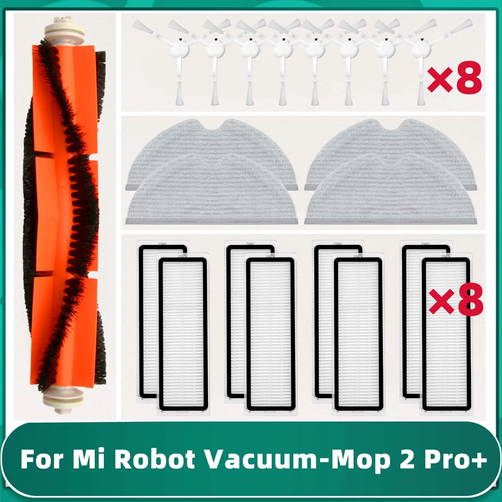 Compatible for Mijia 1T Xiaomi Robot Vacuum-Mop 2 Pro Plus + STYTJ02ZHM Filter Mop Rag Main Side Brush Robot Vacuum Parts