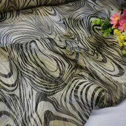 100% Silk Zebra Ombre Georgette Fabric Soft Metallic Jacquard Sexy Wild Dress Scarf Material