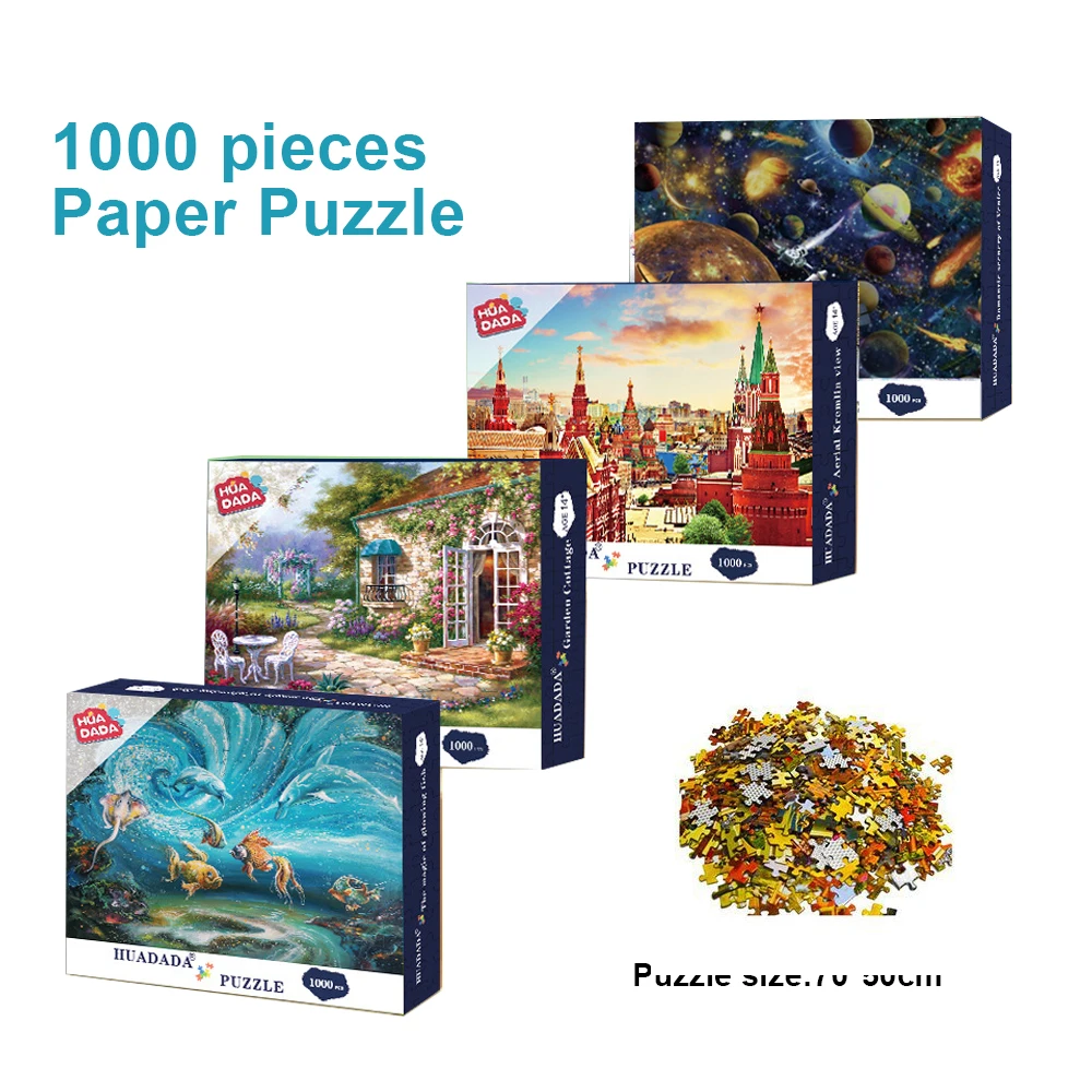 High Quality Paper 1000 Piece Jigsaw Puzzle Adult Stress Relief Paper Toys Landscape Animal Puzzle  Educational Toys Family Game