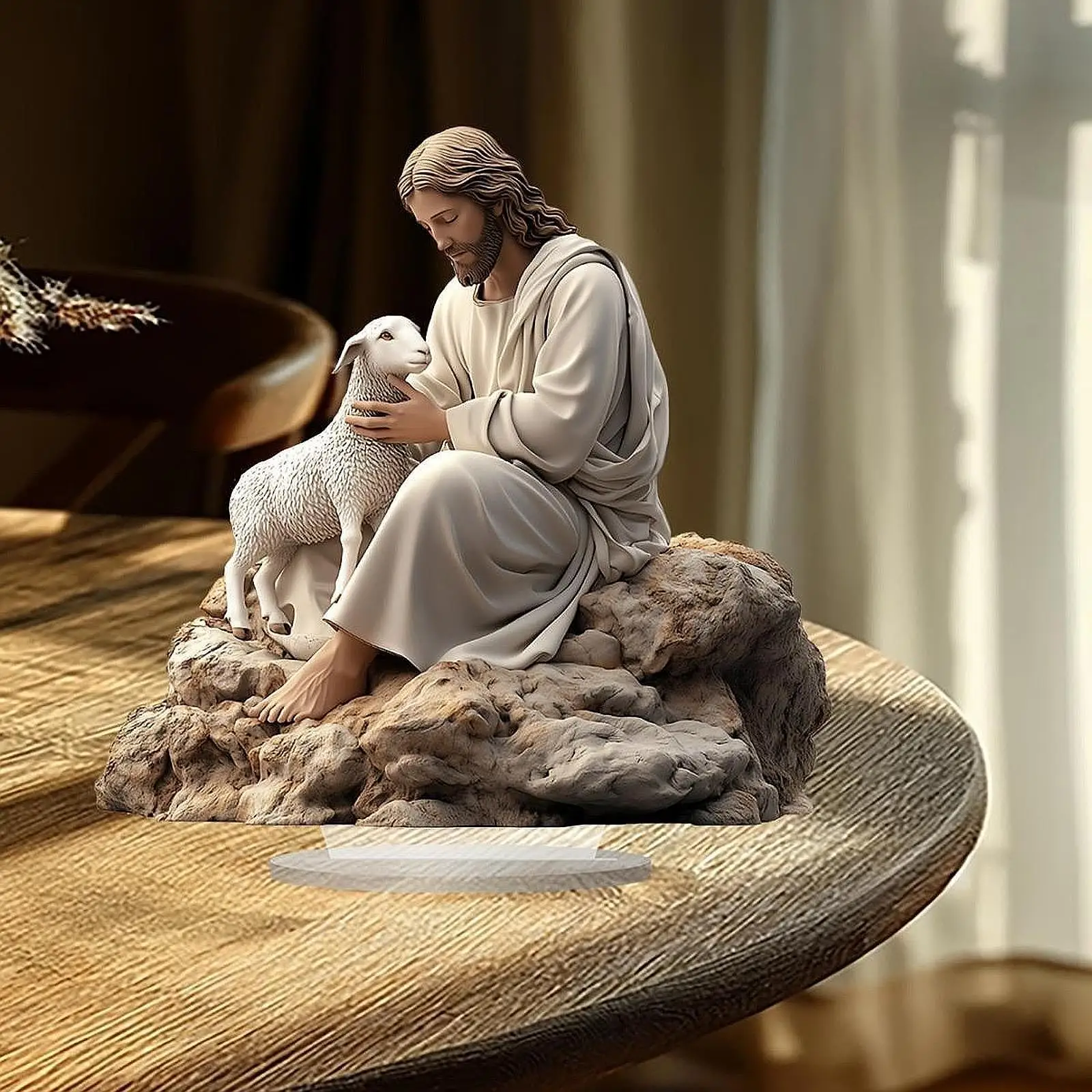 

Christmas Jesus Lamb Tabletop Ornament 2D Flat Acrylic Religious Nativity Scene Figurine for Home Holiday Party Decoration