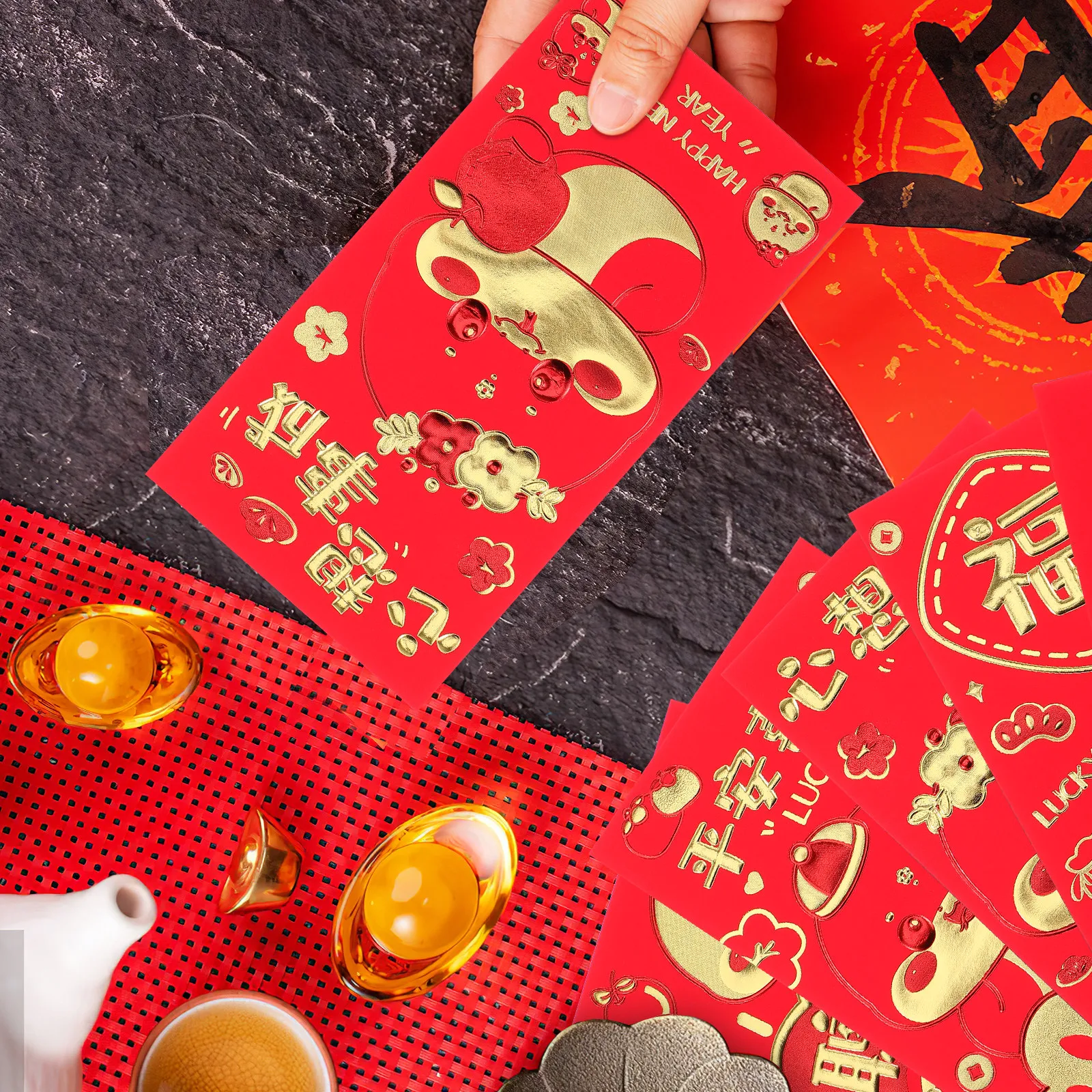 36Pcs Hot Stamped Red Packet Year of The Snake Red Envelopes Large Capacity Lucky Money Envelopes Lunar New Year Spring Festival