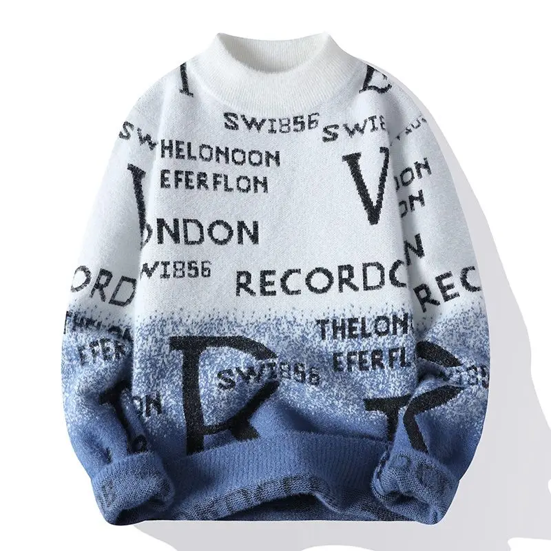 

Men's Autumn Winter Thiened Warm f High Collar Knitted Sweater Youth Student Sli Base Layer Knitwear Easy to Wear