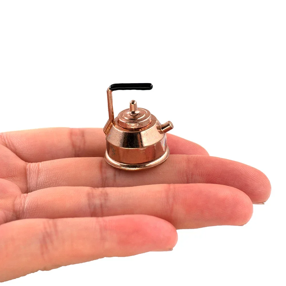 1/12 Doll House Miniature Metal Kettle Simulation Teapot Model Toys For Mini Decoration Dollhouse Accessories