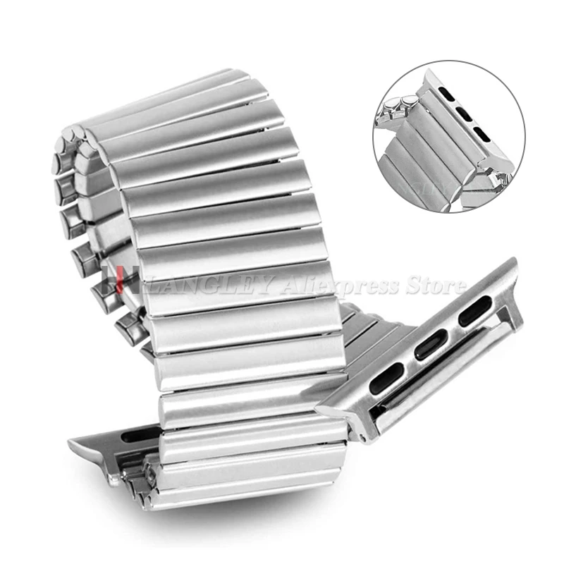 Эластичный ремешок из нержавеющей стали для iWatch 40 мм, 44 мм, 45/49 мм, ремешок для Apple Watch Series 10, 9 8 7 6 5 4 3 SE Expansion Luxury