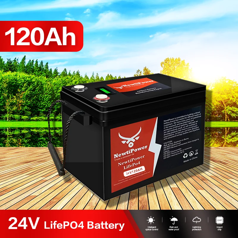 LiFePO4 24V 120AH Battery PACK 5000+ Cycle Cells Lithium Iron Phosphate Solar Batteries Built-in 100A BMS For RV Boat Tax Free