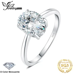 JewelryPalace Moissanite D Color 1ct 2ct Oval S925 Sterling Silver Solitaire Wedding Ring for Woman Yellow Rose Gold Plated