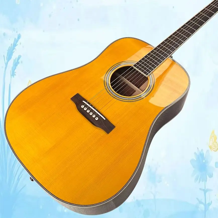 D-28CW Clarence White Acoustic Guitar，Professional Solid Spruce Top Rosewwod back and side Rosewood Fretboard Bone Nut and Saddle 21 frets 43mm nut good quality Ideal for Christmas Presents, Folk And Country Music, And Studio Applications