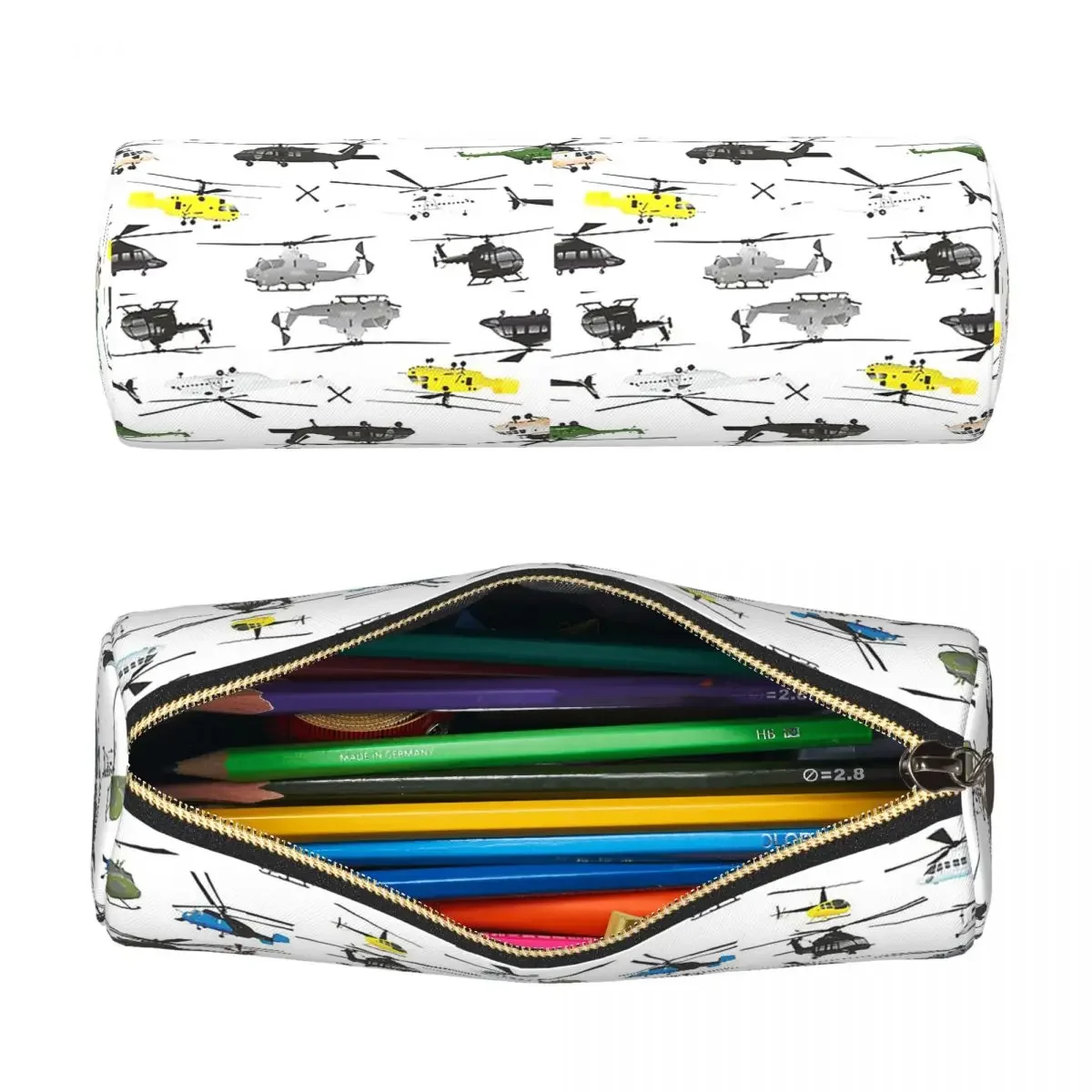 Multiple Helicopters Pencil Case for Boys Girls School Cylinder Pen Box Pencil Bag Pen Holder