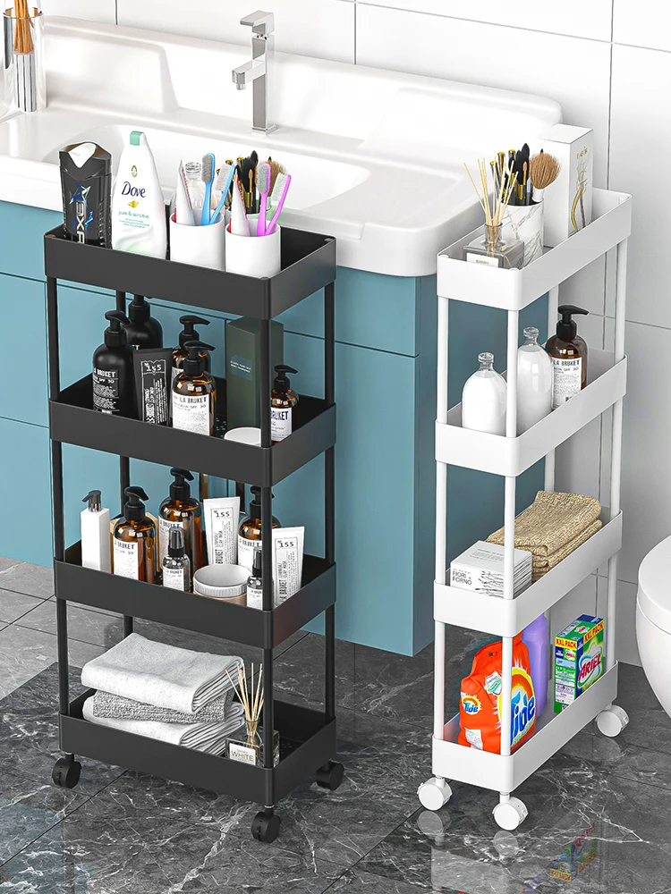 

Mobile Trolley Bathroom Storage Rack Bathroom Gap Storage Rack Toilet Washing Machine Floor Storage Rack Bedside