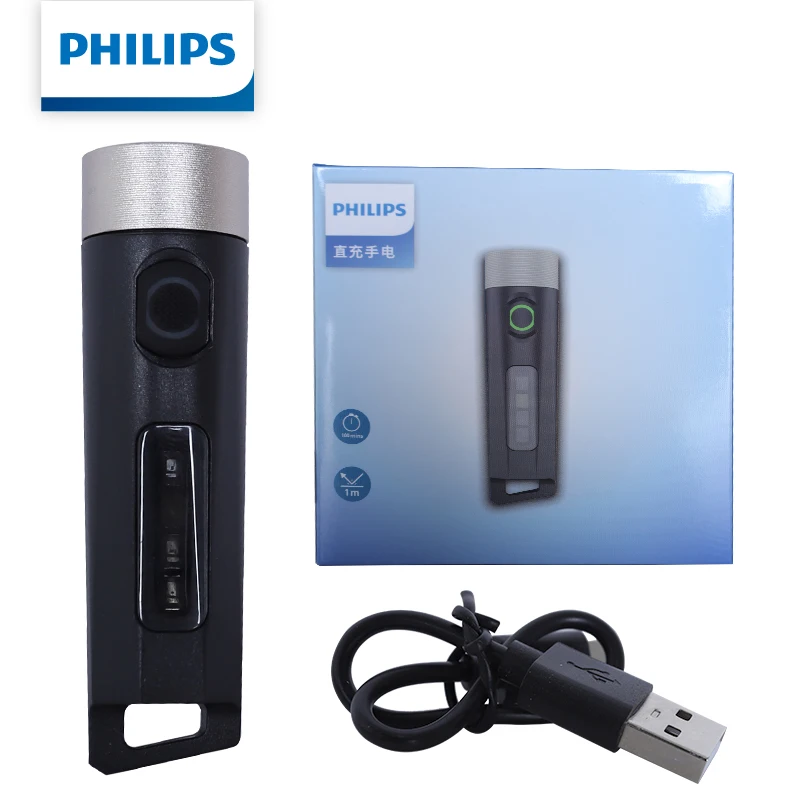 

Фонарик Philips SFL1121, 200 лм, мини-светодиодный фонарь с УФ-светом и линейкой, портативный аварийный фонарик-брелок с зарядкой Type-C