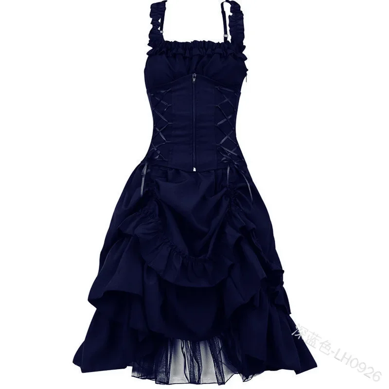 Vestido gótico victoriano para mujer, traje largo estilo Lolita, Palacio, corte, Princesa, Halloween, Punk, Cosplay, 5XL, 2024