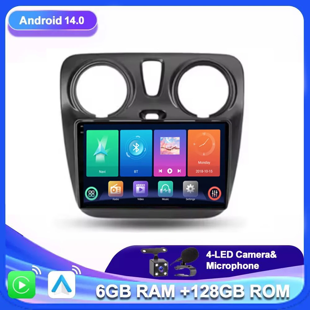 

Android 14 Auto Carplay 9"Car Radio For Renault Lodgy Dacia Dokker 2012-2020 Navigation GPS Multimedia Player Stereo WiFi FM RDS
