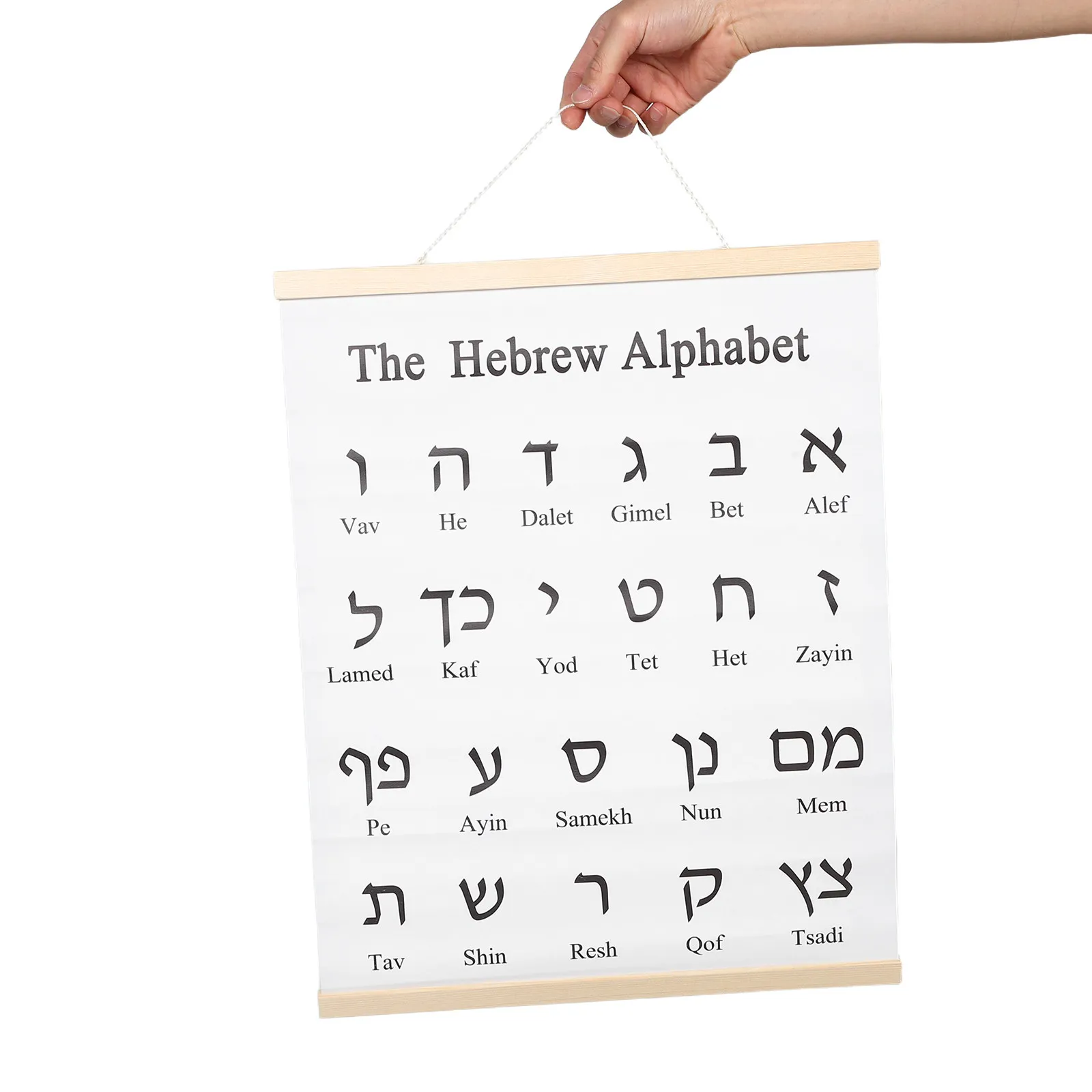 Hebrew Alphabet Poster 20x16 Biblical Hebrew Letter Chart for Classroom Study and Language Learning Educational Wall Hanging
