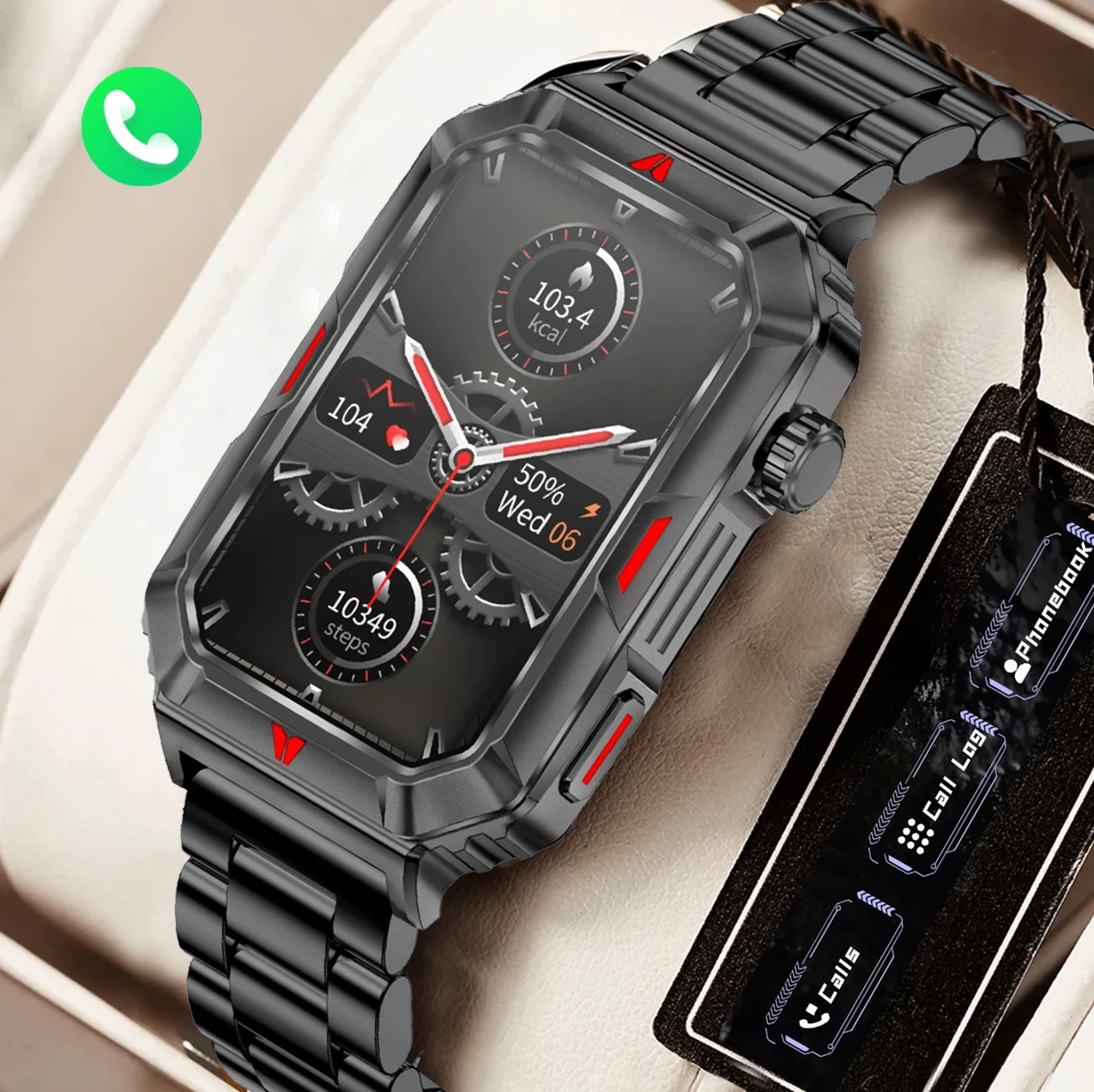 2023 New Outdoor Three Defense Smart Watch 1.57-inch Full Touch Screen One Button Connection Bluetooth Call Waterproof Bracelet