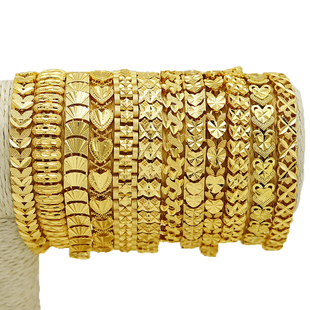1pc Indian Jewellery African Party Jewelry Gifts  Cuban Chain Bangle Dubai Gold Color Various Shapes Bracelet for Men and Women