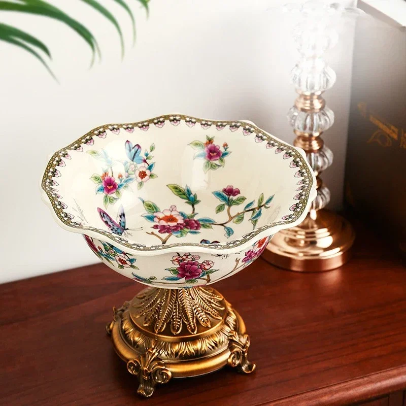 

Vintage High Footed Ceramic Fruit Plate Ice Crack Fruit Plate Desktop Decoration Living Room Dining Restaurant Decorations Gift