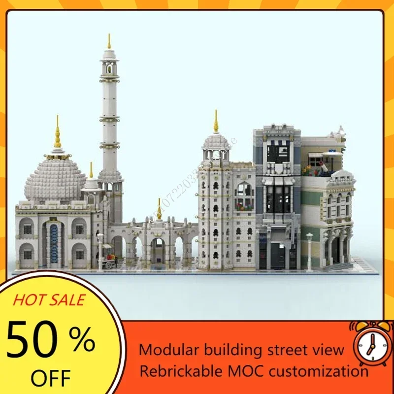 7048pcs kunden spezifische moc Moschee Eckhaus Gasse Gebäude Straßen ansicht Modell Bausteine Ziegel DIY Montage Spielzeug Weihnachts geschenke