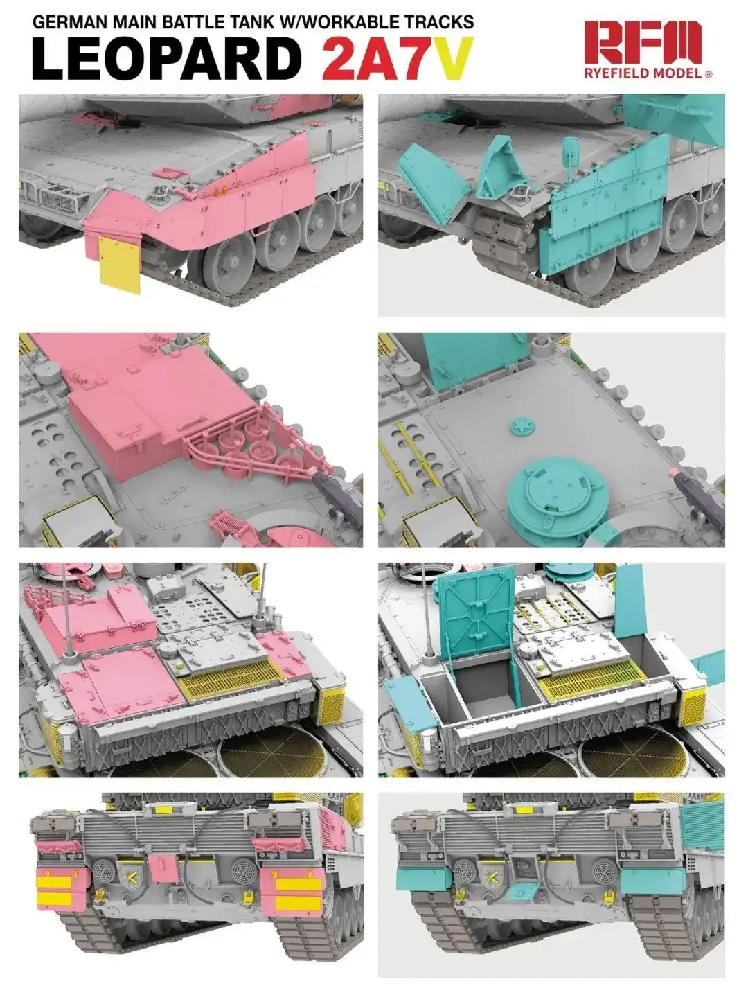 Ryefield RM5109 1/35 GERMAN LEOPARD 2A7V MBT WORKABLE TRACKS /Upgrade Set