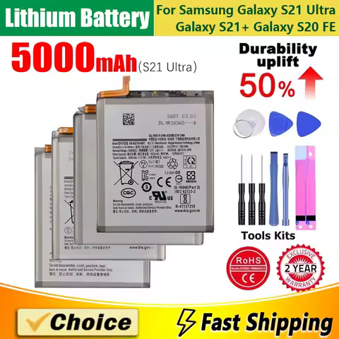 Replacement Phone Battery+Tool For Samsung Galaxy S21 Ultra Galaxy S21+ Galaxy S20 FE EB-BG996ABY EB-BG998ABY EB-BG781ABY