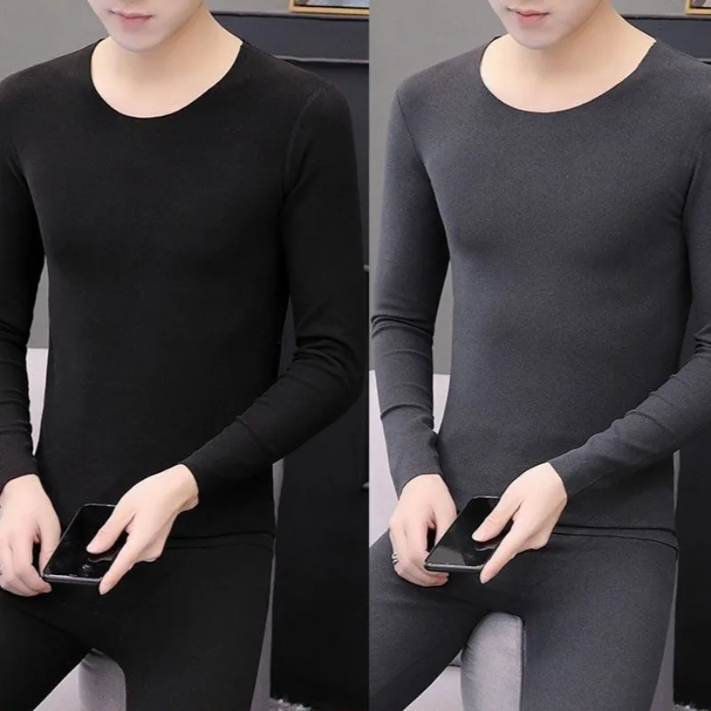 الرجال المخملية س الرقبة ملابس اخلية حرارية مجموعة كبيرة الحجم الشتاء المخملية سميكة طويلة جونز قاع T سترة ملابس خاصة بيجامة رجل #6