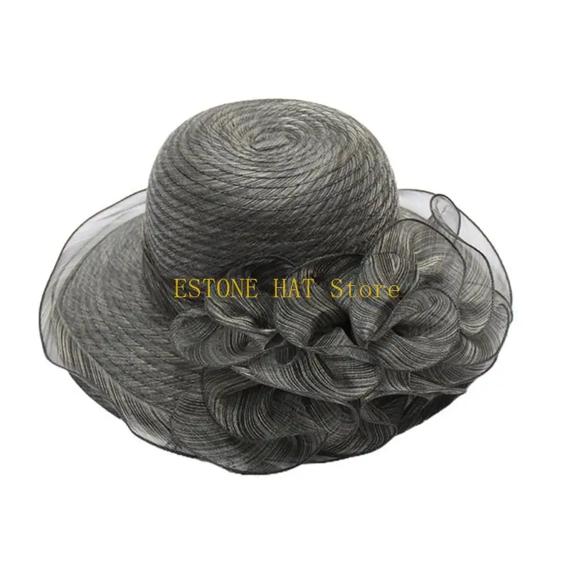 49MF Derby Hat for Women Fascinator Hat Organza Tea Party Hat Church Hat SunHat