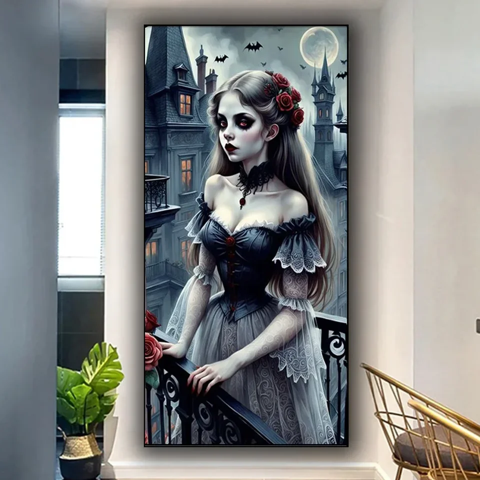 Dark Vampire Girl Clown Diy Diamond Painting New Handicraft Halloween Art Cross Stitch Mosaic Diamond Embroidery Home Decor