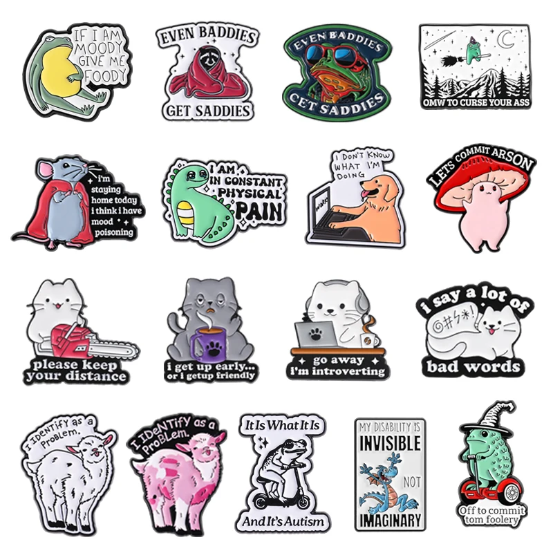 Mental Health Animal Enamel Pins Go Away I'm Introverting It Is What It Is And It's Autism Brooches Lapel Badge Jewelry Gifts