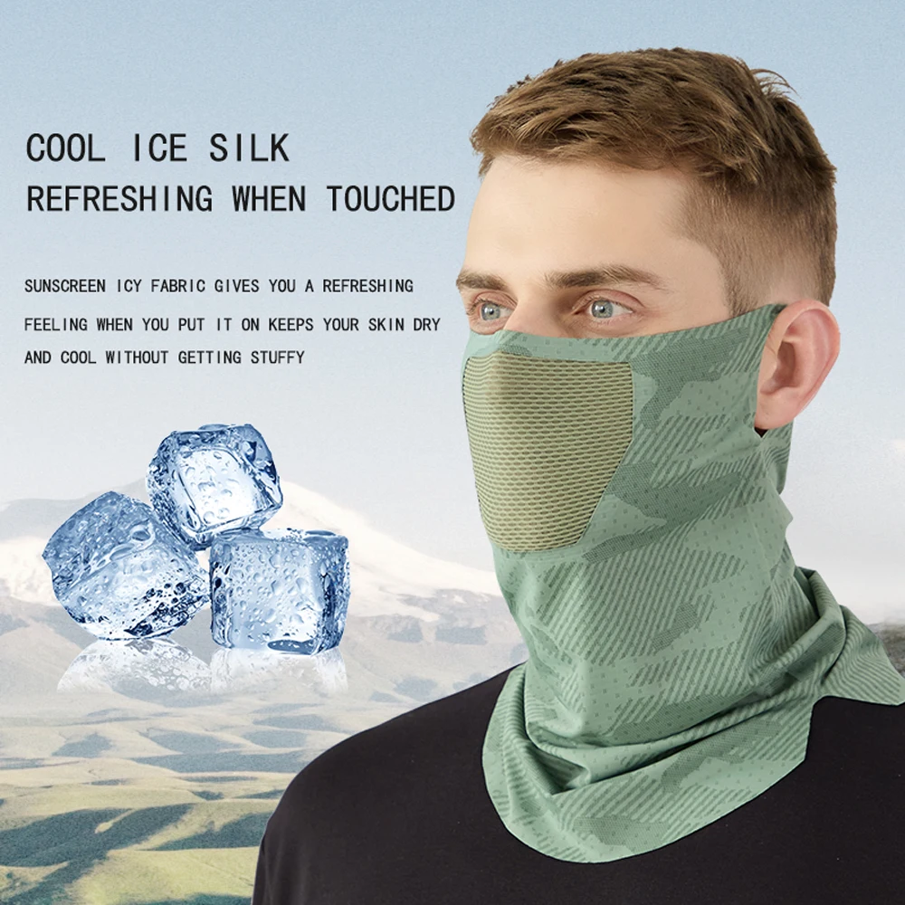 Protetor solar máscara facial malha respirável pescoço gaiter máscara cachecol de seda gelo ao ar livre máscara condução ciclismo elástico pendurado máscara de orelha