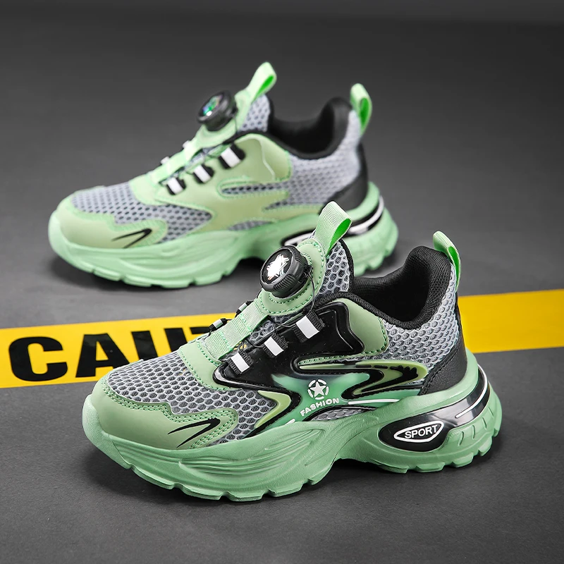 

Kids Sports Casual Shoes Fashion Knit Athletic Shoes Children Non-slip Running Sneakers Boys Girls Lace-up Walking Flat Shoes