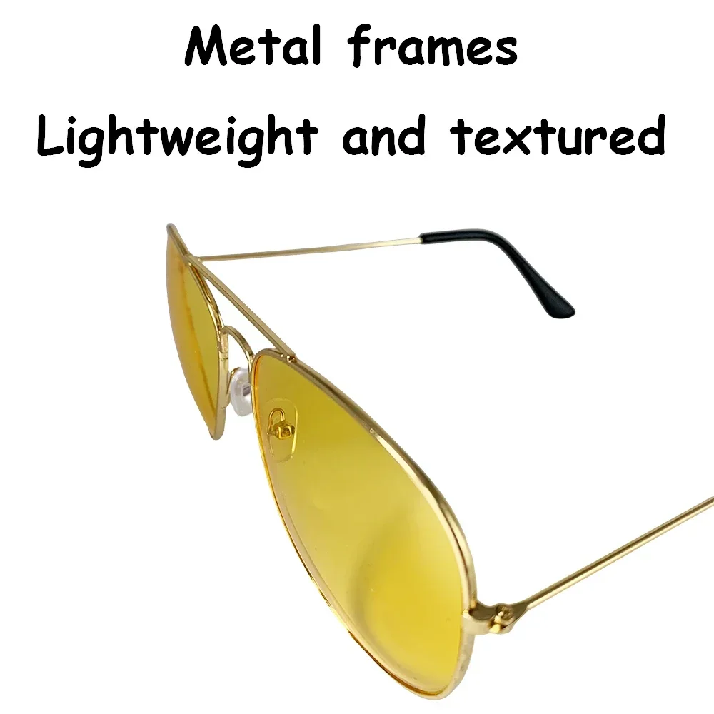 نظارات شمسية بإطار معدني كلاسيكي من KJOY مع لون أصفر - نظارات قيادة ليلية خفيفة الوزن، تستخدم للارتداء اليومي للرجال والنساء #4