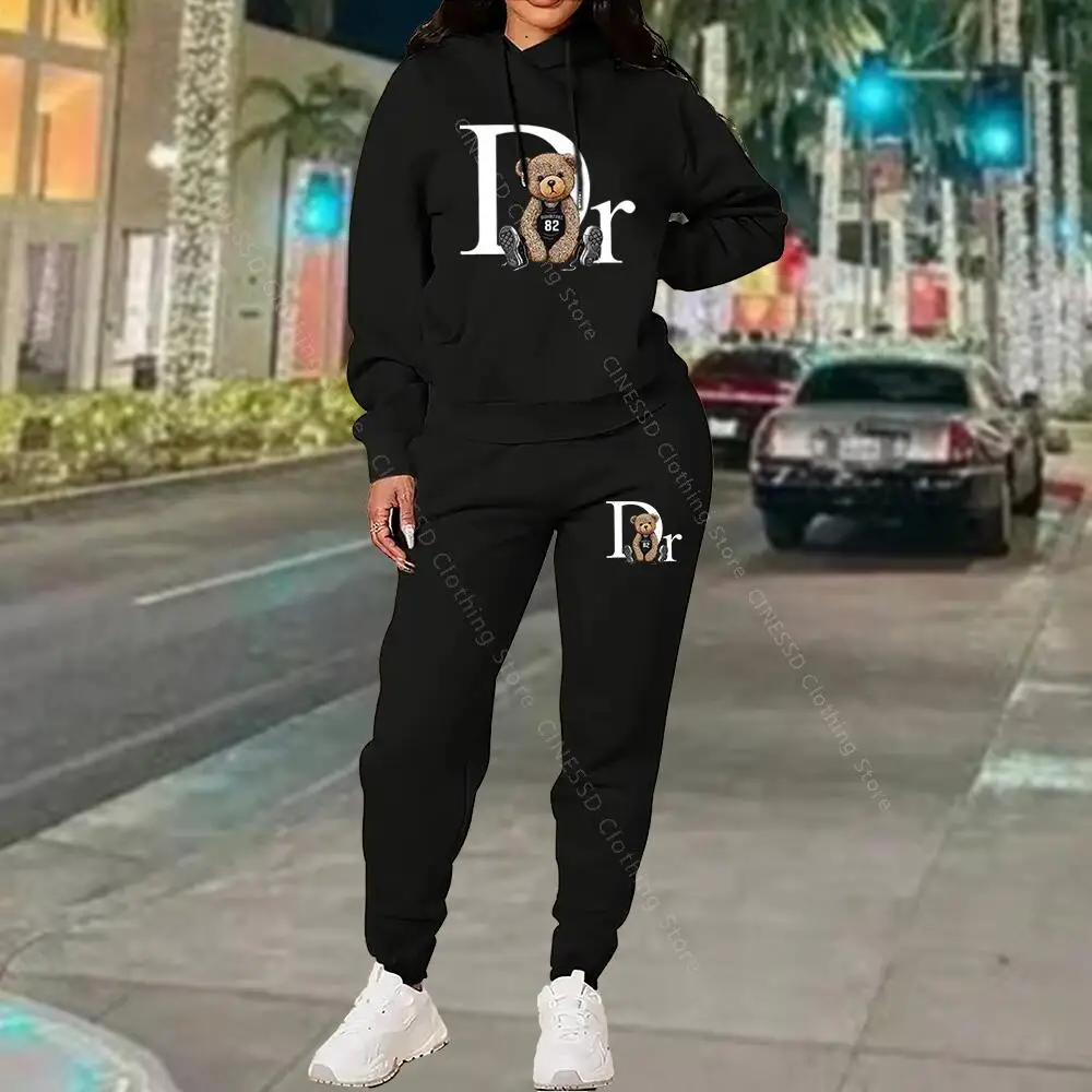 

Женский комплект: эстетичные худи и брюки с графическим принтом, весна-осень, высокое качество, свободный крой, дизайнерская одежда, женский спортивный костюм