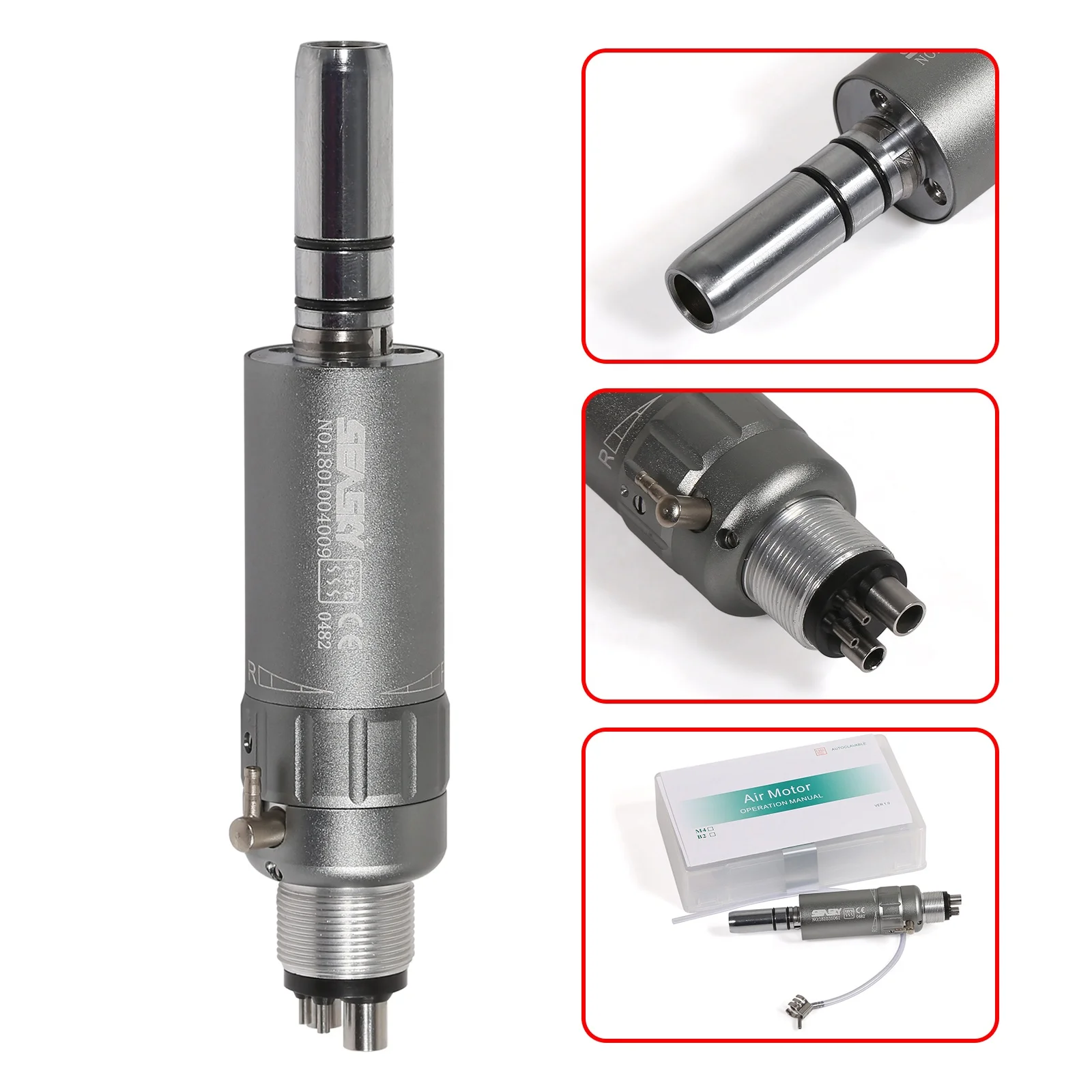 Hot Sale! Den tal 4Holes Low Speed Air Motor Handpiece E-type fit N-S-K Contra angle P4