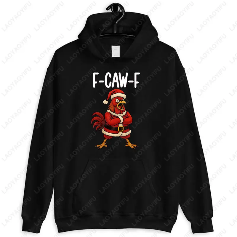 F-Caw-F Santa Bird Funny/Novelty Rude/Inappropriate Ugly Christmas Jumper Festive Jumper Fashion Funny Santa Claus Men's Hoodies