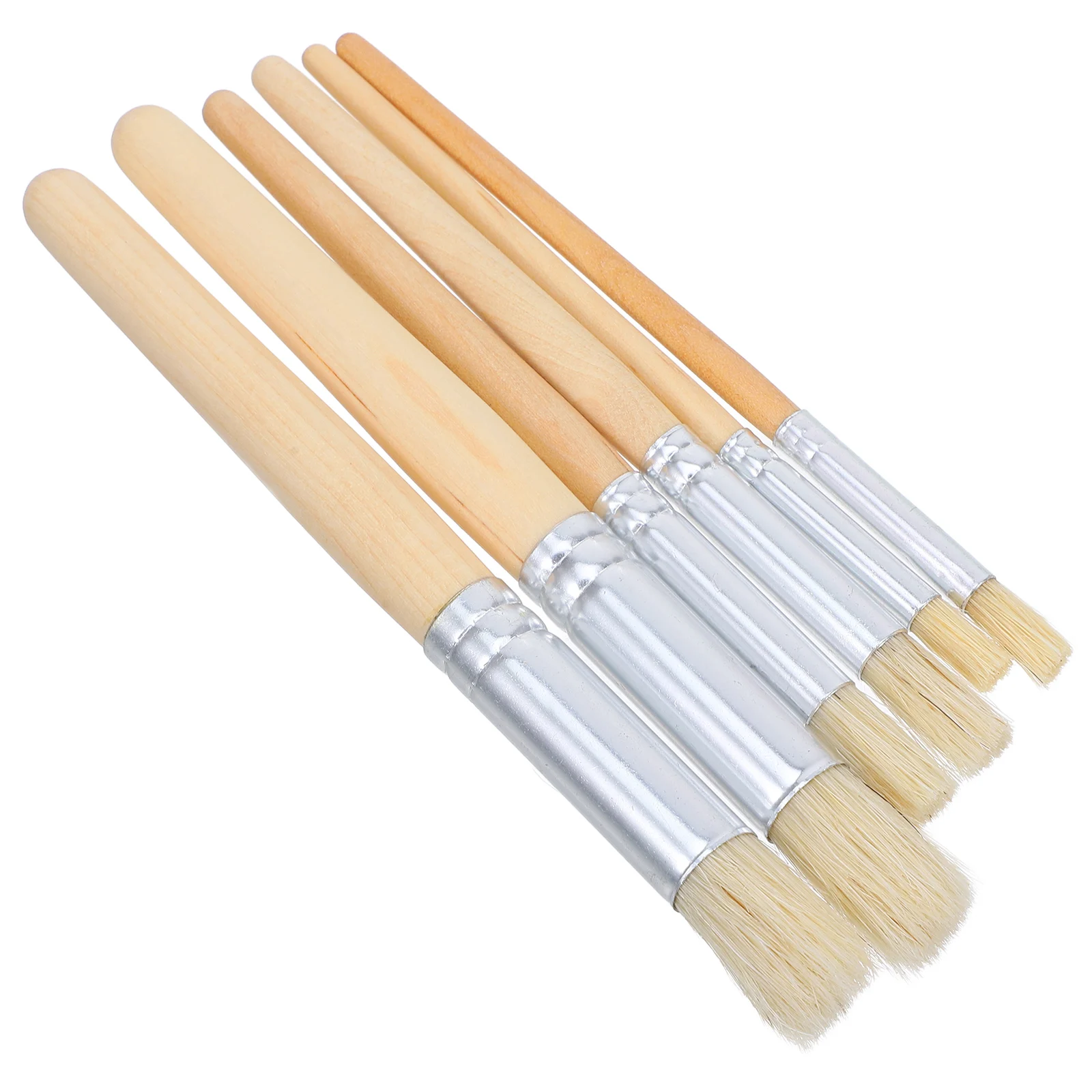 

12pcs Pig Bristle Paint Brushes Round Tip Set For Acrylic Oil Stencil Painting Wood Handle Durable Hollow Center Design