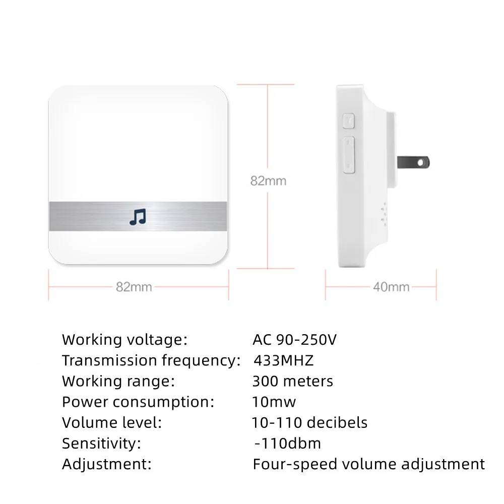 Samrt – sonnette de porte intelligente sans fil, portée 300M, 52 carillons, WiFi, pour la maison, étanche US/EU, télécommande 300m