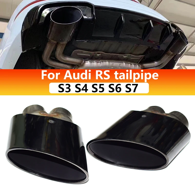 For Audi S3 S4 S5 S6 S7 Exhaust Pipe Modification RS3 RS4 RS5 RS6 RS7 Black Muffler Exhaust Head Tip Nozzle